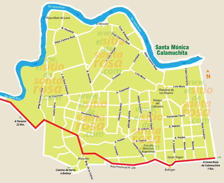 Mapa de Santa Mónica de Calamuchita